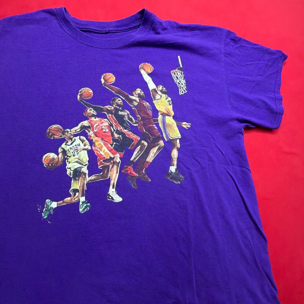 LeBron James‎ Evolution Graphic T-Shirt Mens Purple Lakers Cavs Heat Dunk Tee